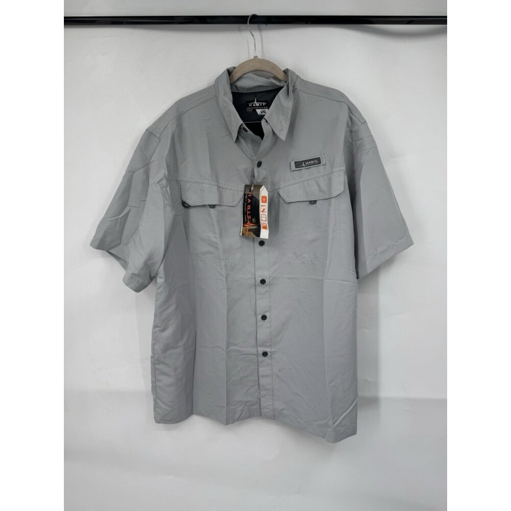 Habitat Outdoor River Guide Fishing Shirt NEW Men Large Silver Camping Hiking‎